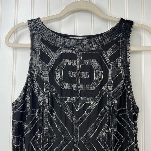 VIE LA V Women’s Size 6 Black Beaded Shift Cocktail Dress LBD Evening Party - Picture 4 of 6